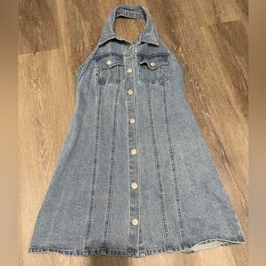 House Of Harlow halter denim dress